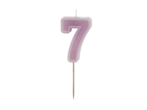 Födelsedagsljus Nummer 7, lila, 6 cm