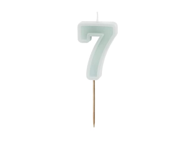 Födelsedagsljus Nummer 7, ljus mintgrön, 6 cm
