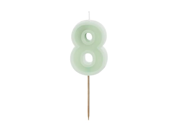 Födelsedagsljus Nummer 8, grönt, 6 cm