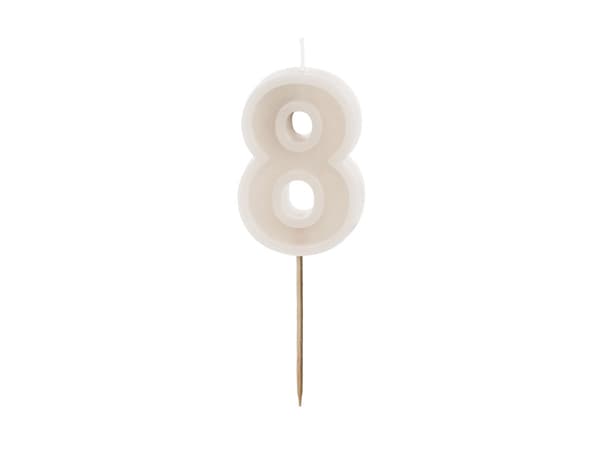 Syntymäpäiväkynttilä Numero 8, beige, 6 cm