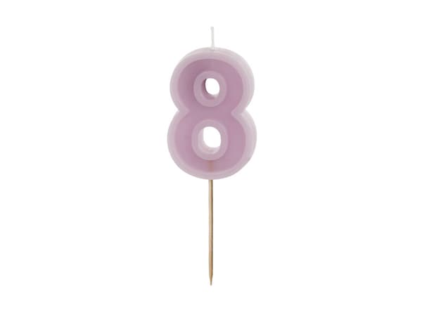 Fødselsdagslys nummer 8, lilla, 6 cm