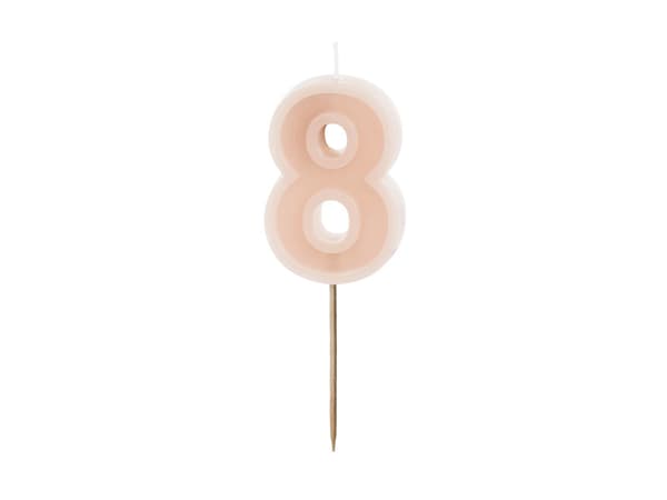 Syntymäpäiväkynttilä Numero 8, likaisenpinkki, 6 cm