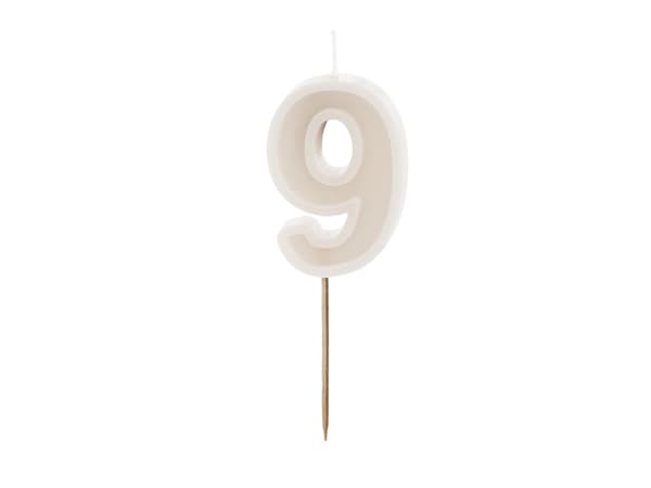 Fødselsdagslys nummer 9, beige, 6 cm