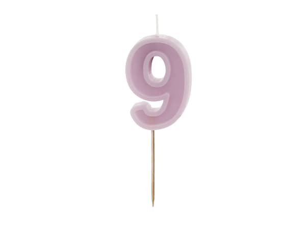 Fødselsdagslys nummer 9, lilla, 6 cm
