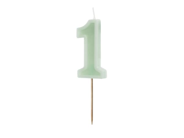 Födelsedagsljus Nummer 1, grönt, 6 cm