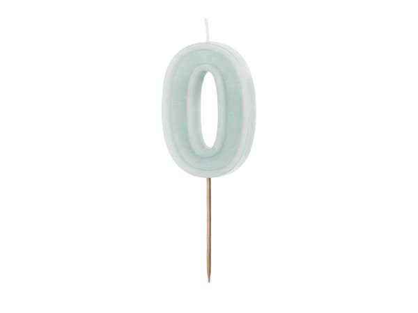 Födelsedagsljus Nummer 0, ljus mintgrön, 6 cm