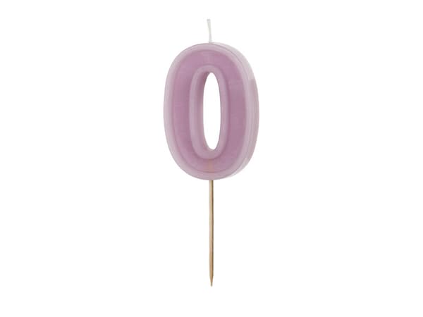 Fødselsdagslys Nummer 0, lilla, 6 cm