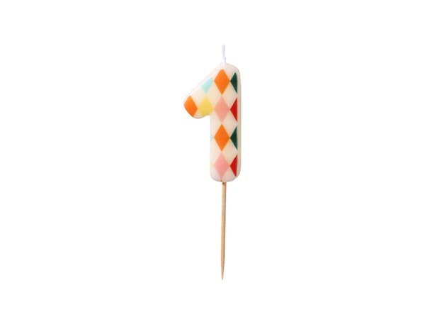 Födelsedagsljus Nummer 1 Romb, 5,5 cm, blandad