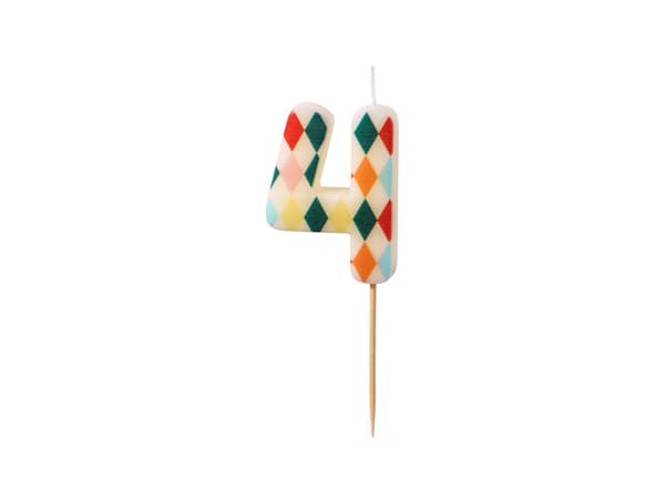 Födelsedagsljus Nummer 4 Romb, 5,5 cm, blandad
