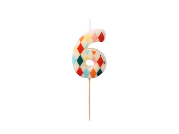 Födelsedagsljus Nummer 6 Romb, 5,5 cm, blandad