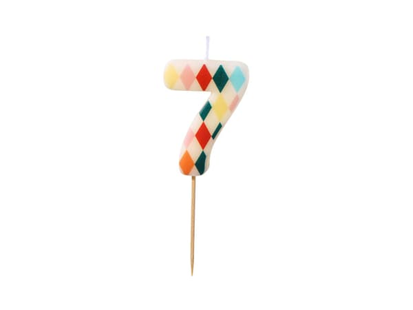 Fødselsdagslys Nummer 7 Rhombus, 5,5 cm, blandet