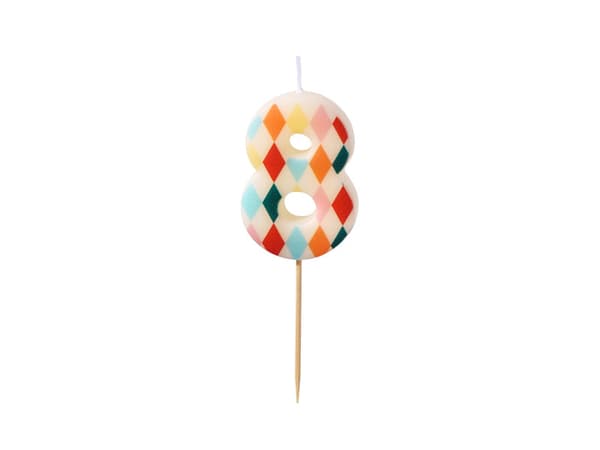 Fødselsdagslys Nummer 8 Rhombus, 5,5 cm, blandet
