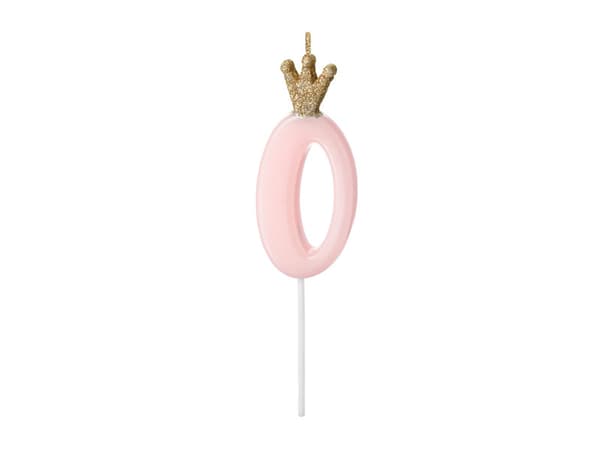 Syntymäpäiväkynttilä Numero 0, vaaleanpunainen, 9,5 cm (1 pakkaus / 24 kpl)