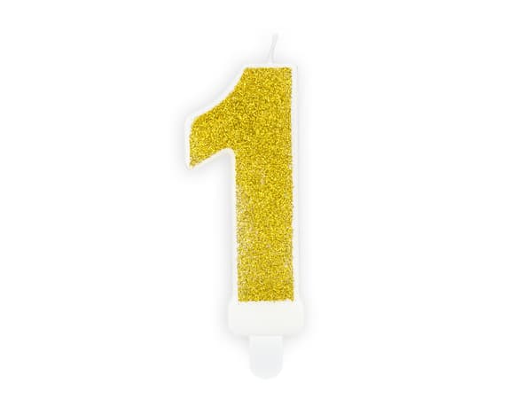 Syntymäpäiväkynttilä Numero 1, kulta, 7 cm (1 pkt / 24 kpl)