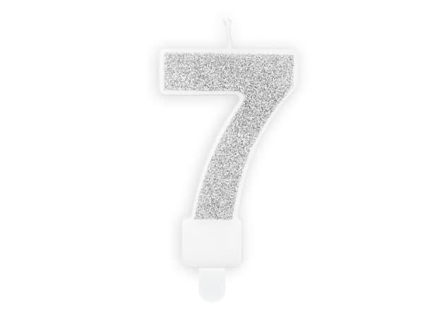 Födelsedagsljus Nummer 7, silver, 7 cm (1 förpackning / 24 st.)
