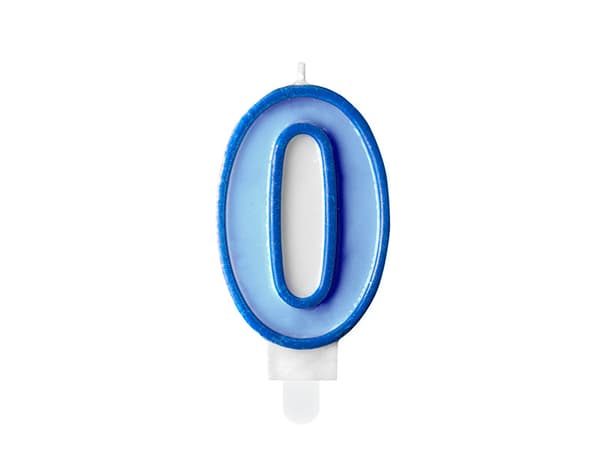 Syntymäpäiväkynttilä Numero 0, sininen, 7 cm (1 pakkaus / 24 kpl)