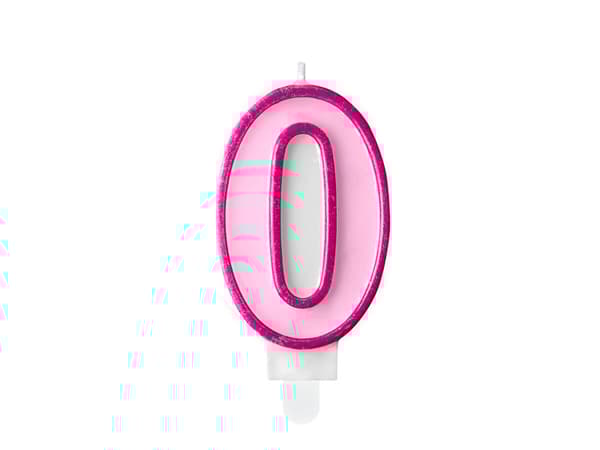 Födelsedagsljus Nummer 0, rosa, 7 cm (1 förpackning / 24 st.)