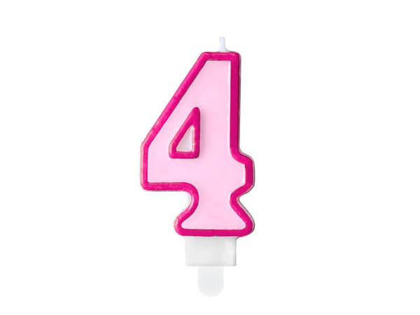 Födelsedagsljus Nummer 4, rosa, 7 cm (1 förpackning / 24 st.)