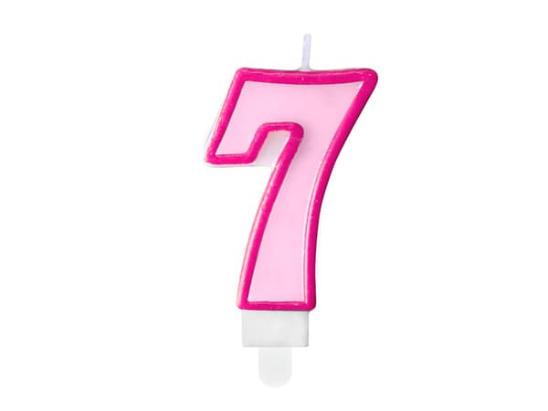 Födelsedagsljus Nummer 7, rosa, 7 cm (1 förpackning / 24 st.)