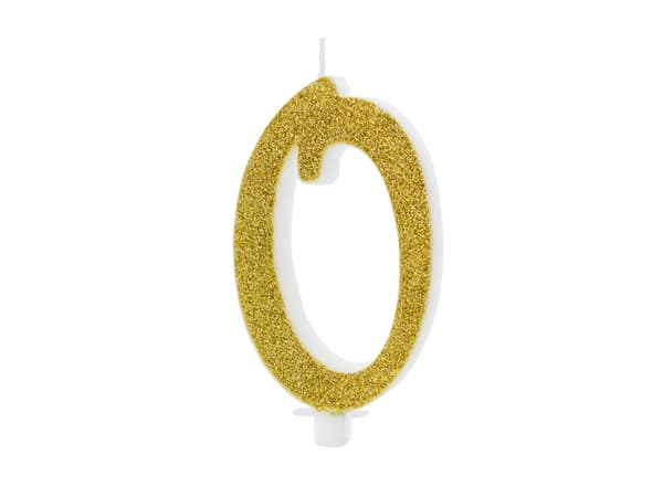 Födelsedagsljus Nummer 0, guld, 10 cm