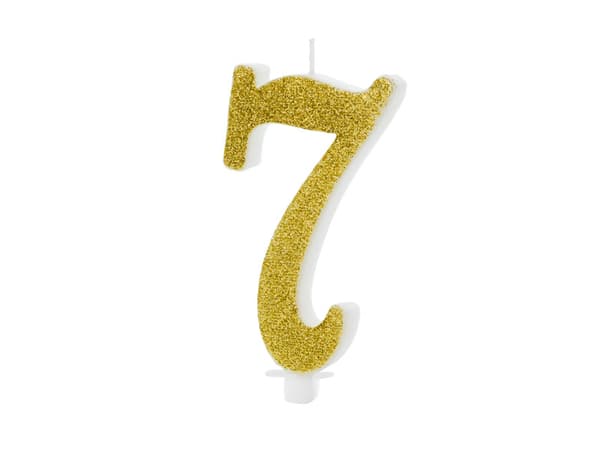 Födelsedagsljus Nummer 7, guld, 10 cm