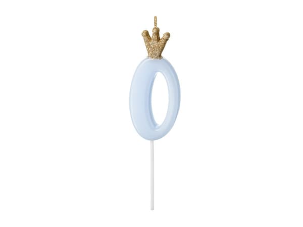 Syntymäpäiväkynttilä Numero 0, vaaleansininen, 9,5 cm