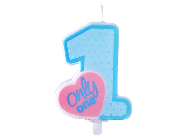 Only One -syntymäpäiväkynttilä, sininen, 8 cm