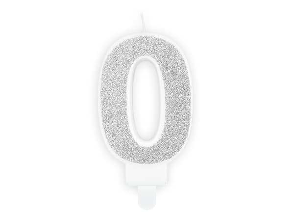 Födelsedagsljus Nummer 0, silver, 7 cm