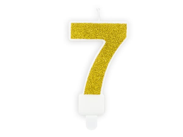 Syntymäpäiväkynttilä Numero 7, kulta, 7 cm