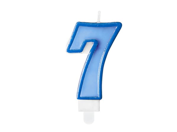 Fødselsdagslys nummer 7, blå, 7 cm