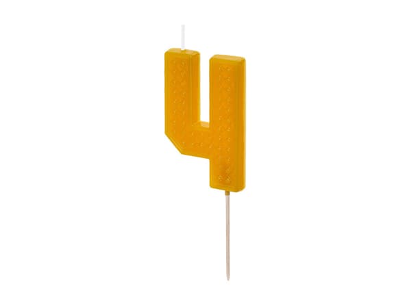Födelsedagsljus Nummer 4, 6 cm, gul (1 förpackning / 24 st.)
