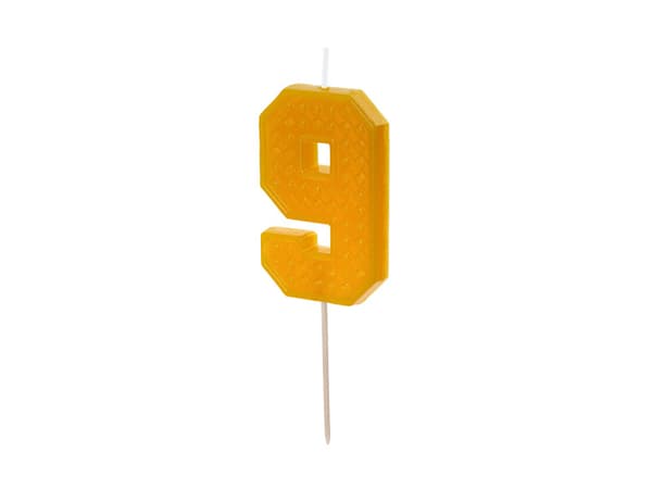 Födelsedagsljus Nummer 9, 6 cm, gult (1 förpackning / 24 st.)