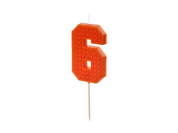 Syntymäpäiväkynttilä Numero 6, 6 cm, punainen (1 pkt / 24 kpl)