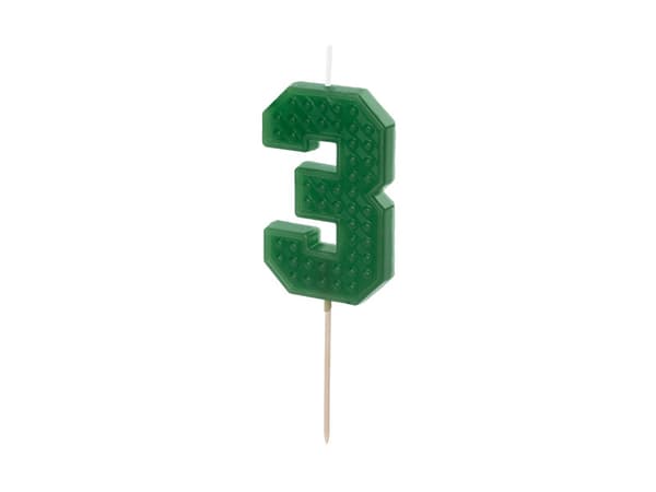 Syntymäpäiväkynttilä numero 3, 6 cm, vihreä (1 pkt / 24 kpl)