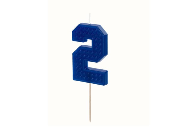 Födelsedagsljus Nummer 2, 6 cm, blå (1 förpackning / 24 st.)