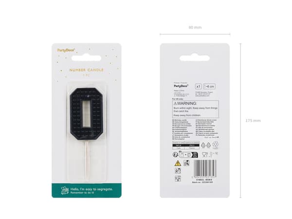 Födelsedagsljus Nummer 0,6 cm, svart (1 förpackning / 24 st.)
