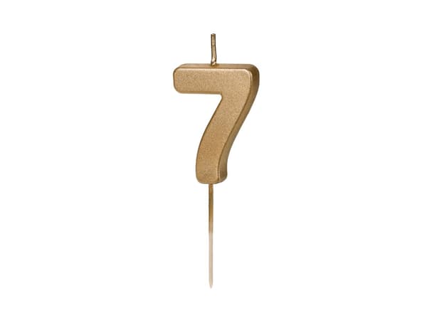 Fødselsdagslys Nummer 7, 4,5 cm, guld (1 æske / 24 stk.)