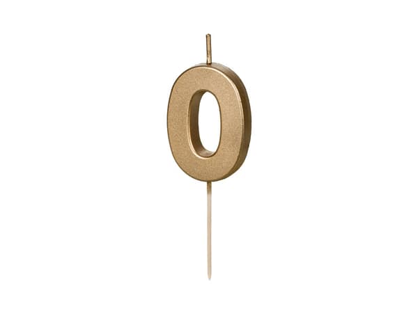 Födelsedagsljus Nummer 0, 4,5 cm, guld