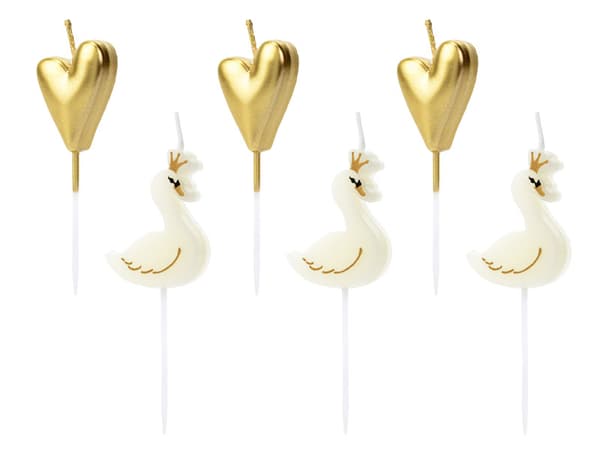 Fine Svane fødselsdagslys, mix, 3,5-4 cm (1 æske / 24 pakker) (1 pakke / 6 stk.)
