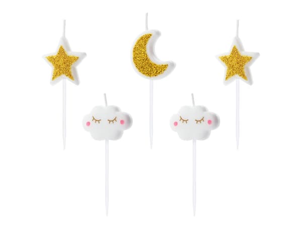 Lille Stjerne fødselsdagslys, mix, 2-3 cm (1 æske / 24 pakker) (1 pakke / 5 stk.)