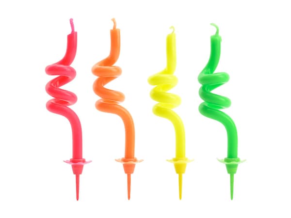 Snoede fødselsdagslys, mix, 8 cm (1 æske / 24 pakker) (1 pakke / 4 stk.)