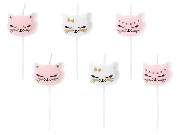 Födelsedagsljus för kattungar, blandade, 2 cm (1 förpackning / 6 st.)