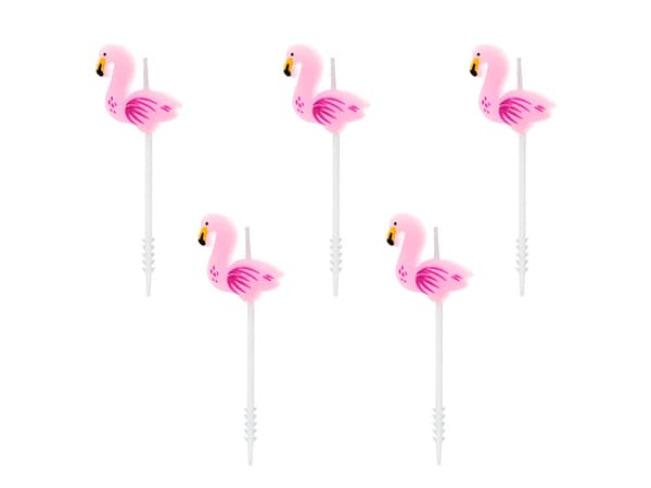 Flamingo födelsedagsljus, 3 cm (1 förpackning / 5 st.)