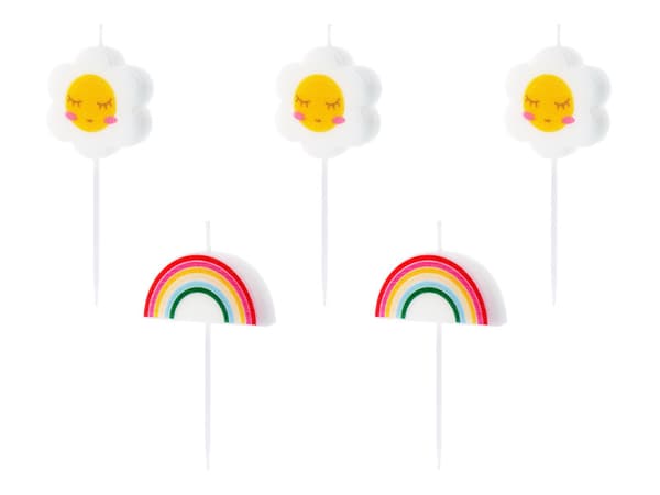 Födelsedagsljus i form av tusenskönor, 2-3,5 cm (1 förpackning / 5 st.)