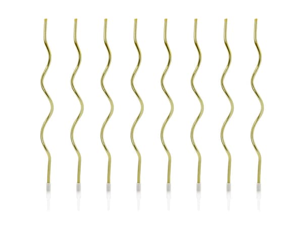 Snoede fødselsdagslys, guld, 14 cm (1 pakke / 8 stk.)
