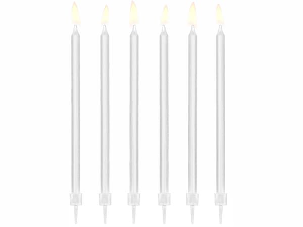Födelsedagsljus enfärgade, vita, 14 cm (1 förpackning / 12 st.)