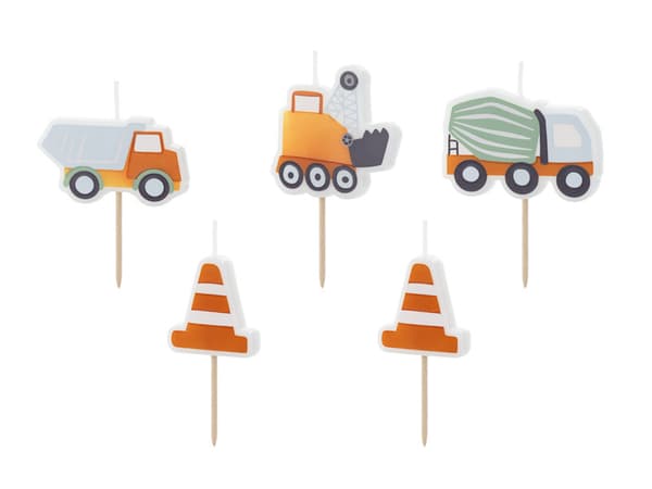 Födelsedagsljus Road Works, 3-4,5 cm, blandade (1 förpackning / 5 st.)
