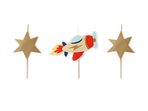 Födelsedagsljus Flygplan, 4,5-5 cm, blandade (1 förpackning / 3 st.)