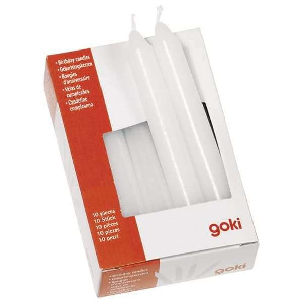 10 ljus för Goki födelsedagståg i trä - Set med 10 födelsedagsljus H= 10 cm, Ø= 13 mm