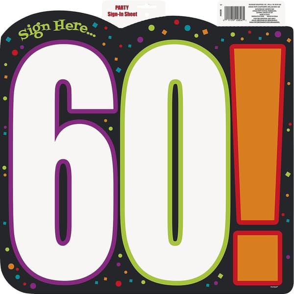 Unique Party Cheer 60th Birthday Sign In Sheet Multicoloured One Size